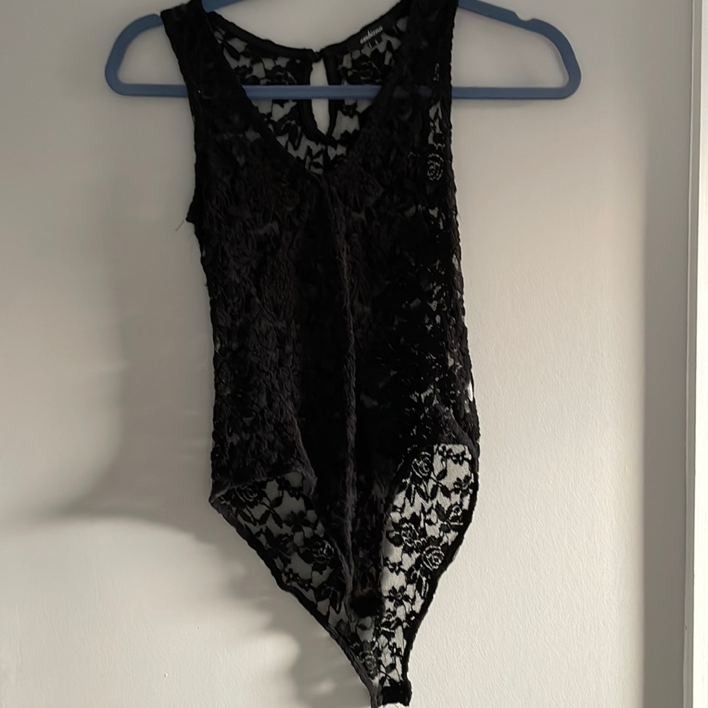 Sexy black lace bodysuit